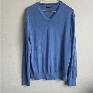 Banana Republic Men's Sky Blue V-Neck Sweater Silk Cotton Cashmere